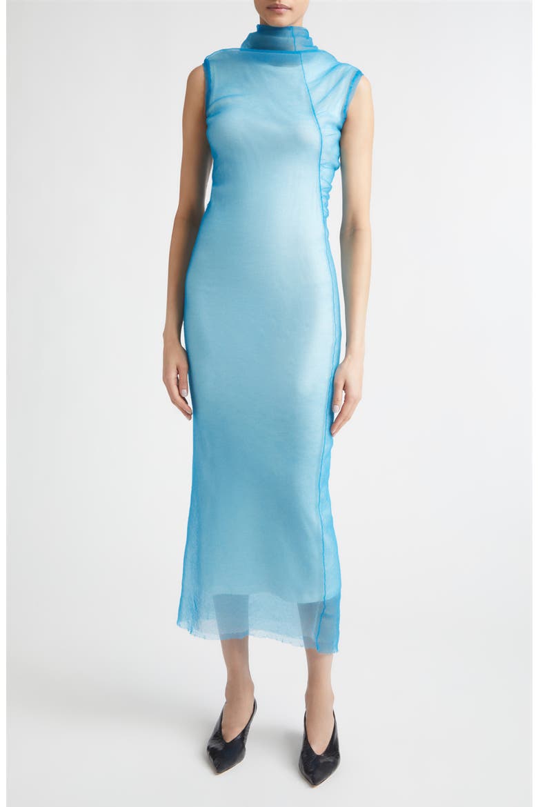 Double Layer Draped Organza Dress, Main, color, SUMMER LAKE