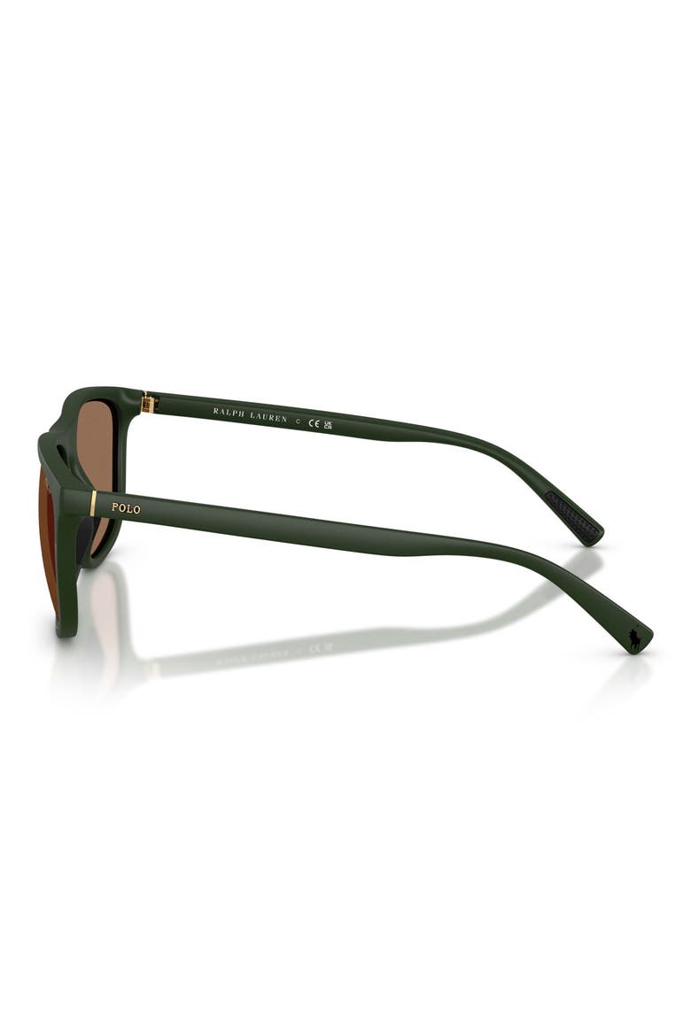 57mm Pillow Sunglasses, Alternate, color, MATTE DARK GREEN / DARK BROWN