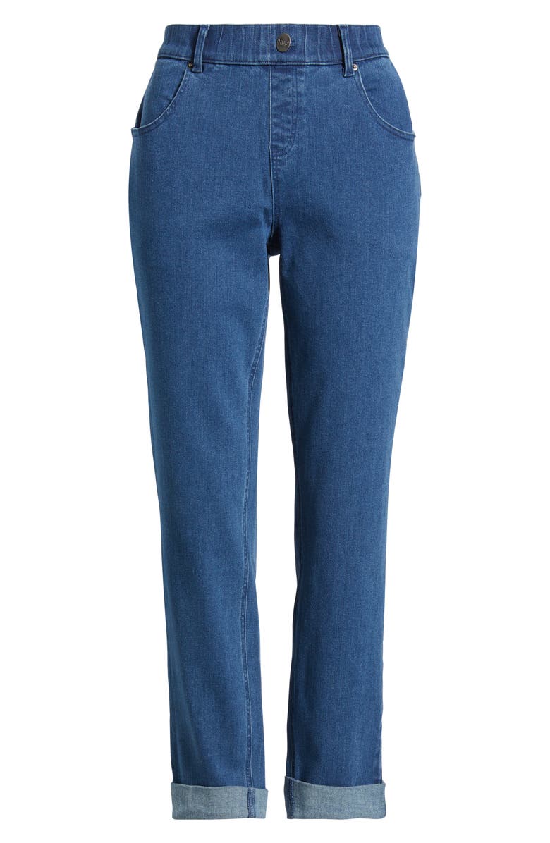 Hue High Waist Cuffed Straight Leg Denim Leggings, Alternate, color, Medium Wash