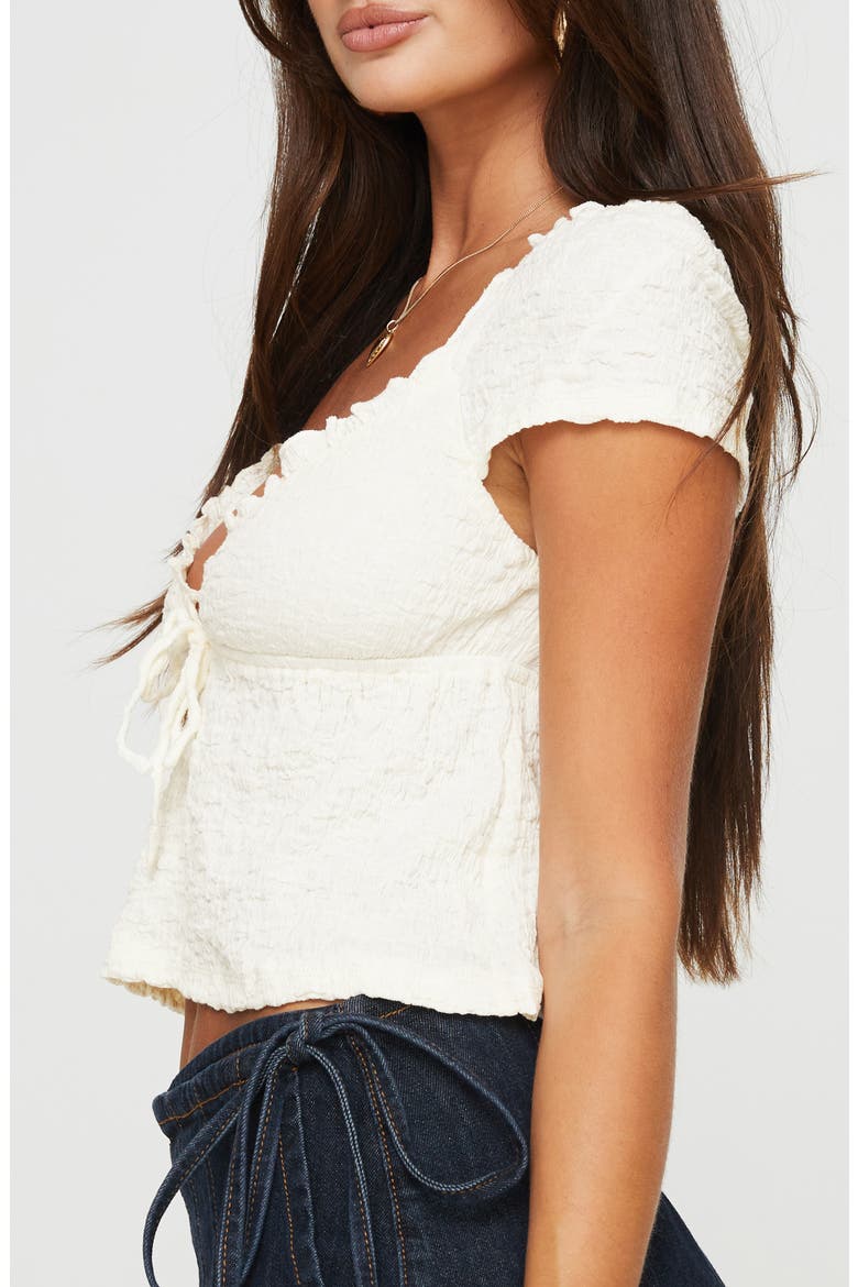 Kellan Smocked Crop Top, Alternate, color, CREAM