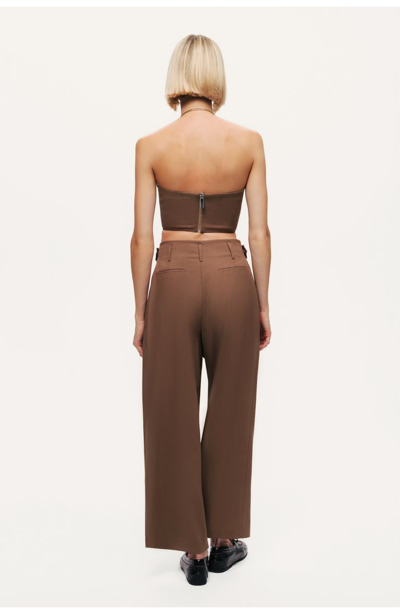 Nocturne Pleated Tapered Crop Pants, Alternate, color, Brown