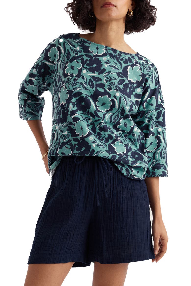 Tremayne Quay Floral Organic Cotton Top, Main, color, SUMMER SHADOWS SARDINE