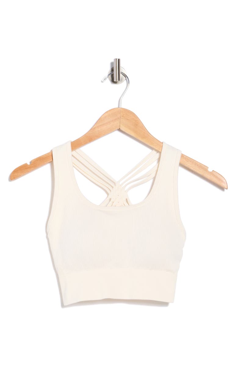 YOGALICIOUS Sweet Allure Seamless Rib Sports Bra, Main, color, White Dove