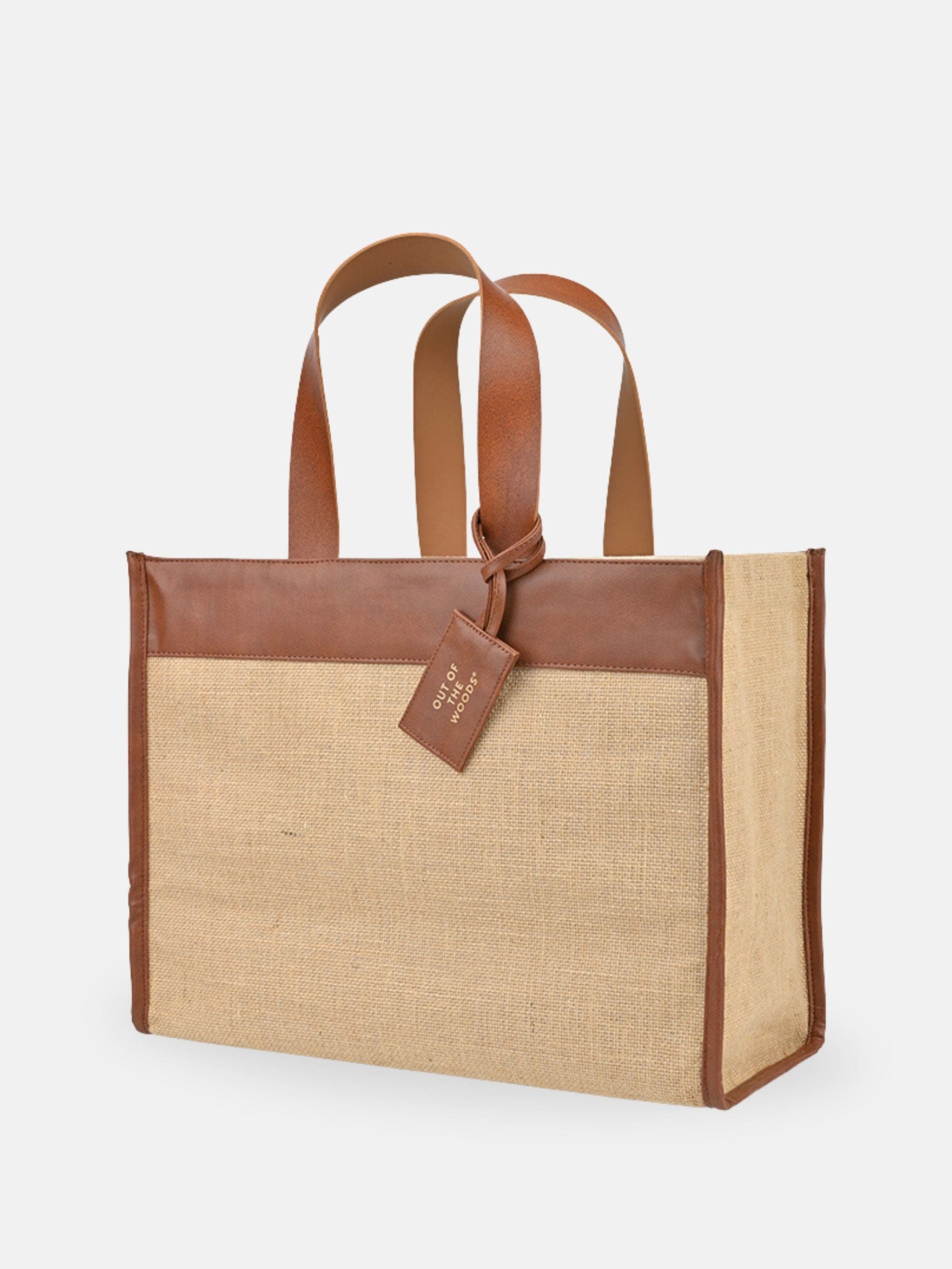 Jute Trim Box Tote, Main, color, Sahara