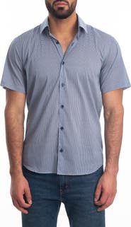 Jared Lang Trim Fit Short Sleeve Cotton Button-Up Shirt