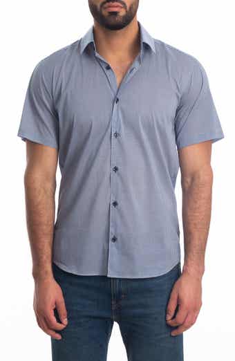 Jared Lang Trim Fit Short Sleeve Cotton Button-Up Shirt