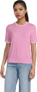 Lands' End Double Trim Cotton Crew Neck Tee Sweater