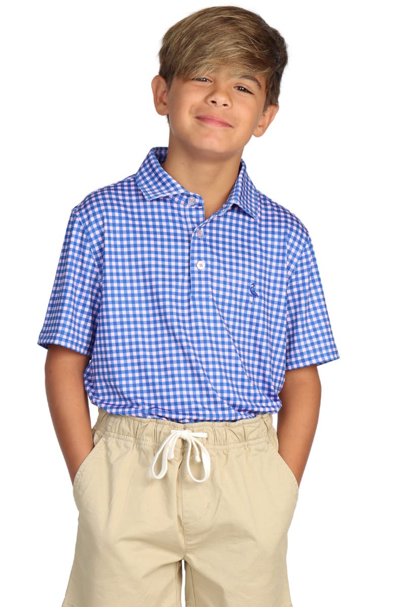TailorByrd Kids' Gingham Performance Polo, Alternate, color, Royal Blue