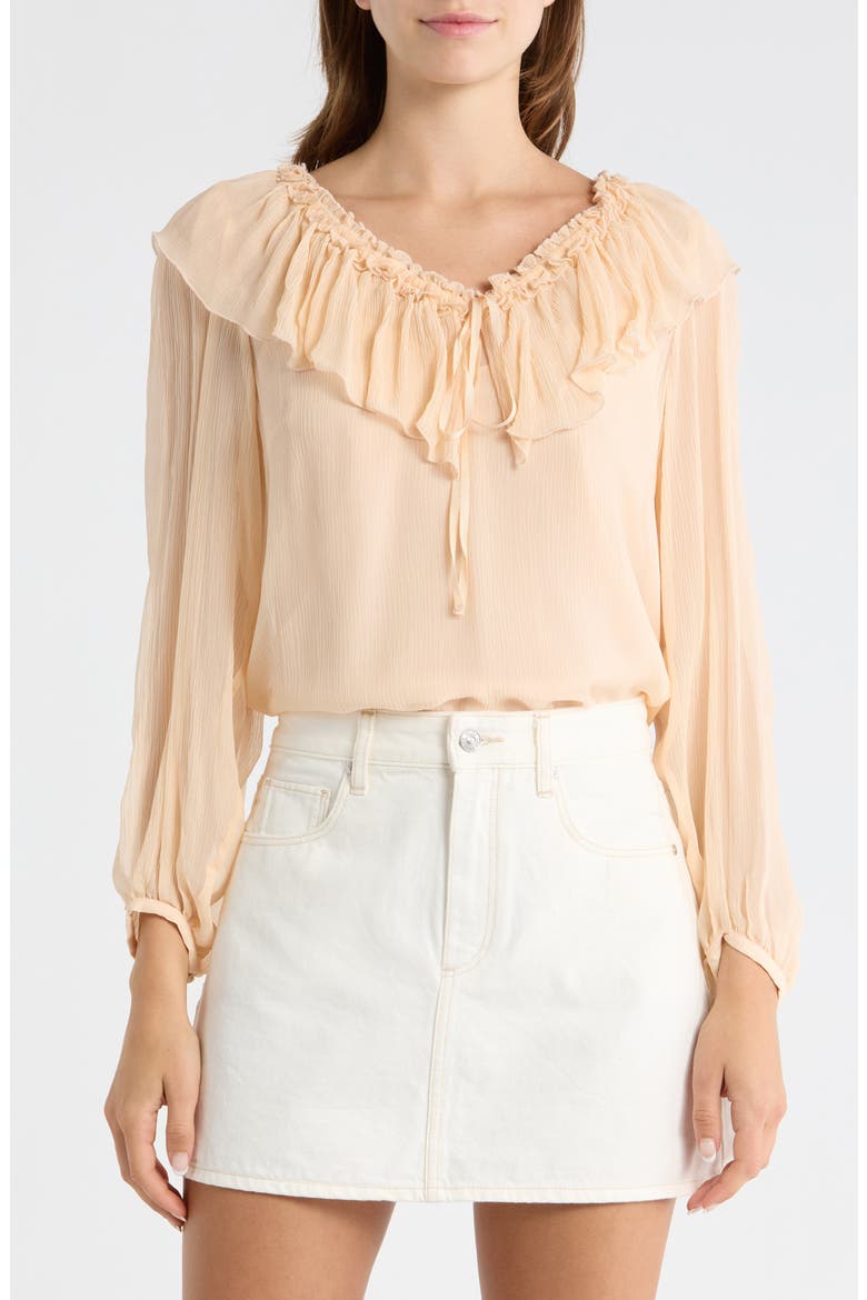 Michelina Ruffle Neck Top, Main, color, LIGHT PEACH