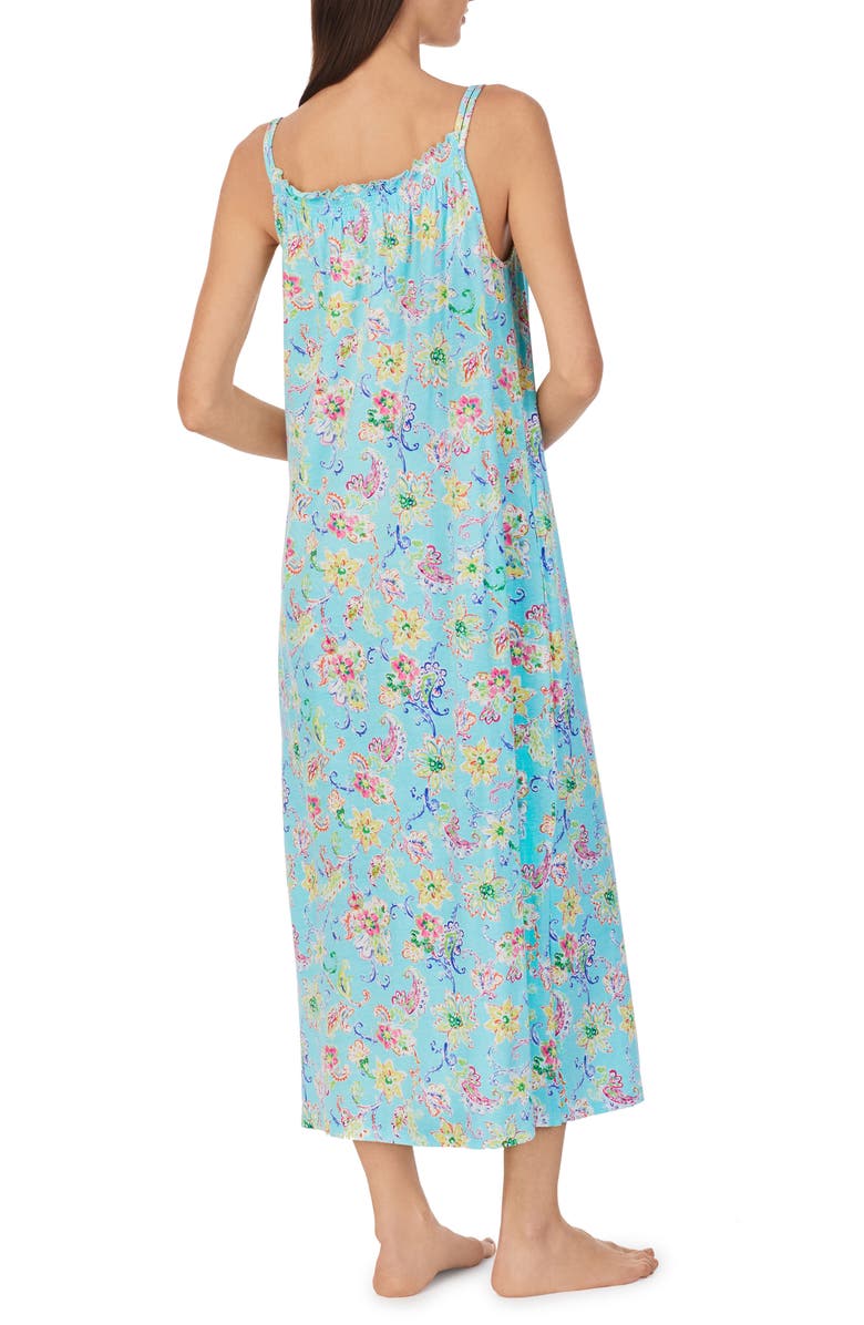 Lauren Ralph Lauren Smocked Neck Nightgown, Alternate, color, 