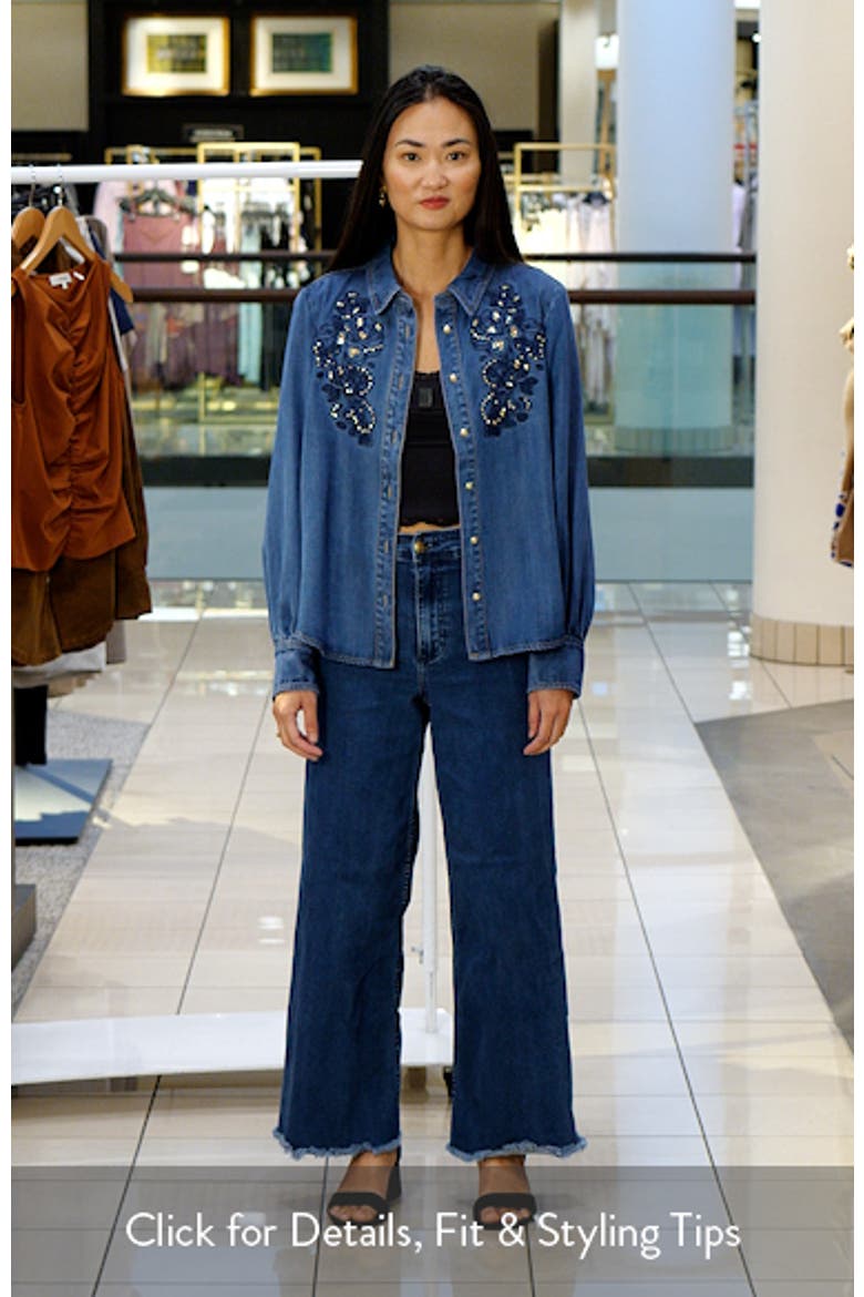 Rhinestone Detail Denim Button-Up Shirt video