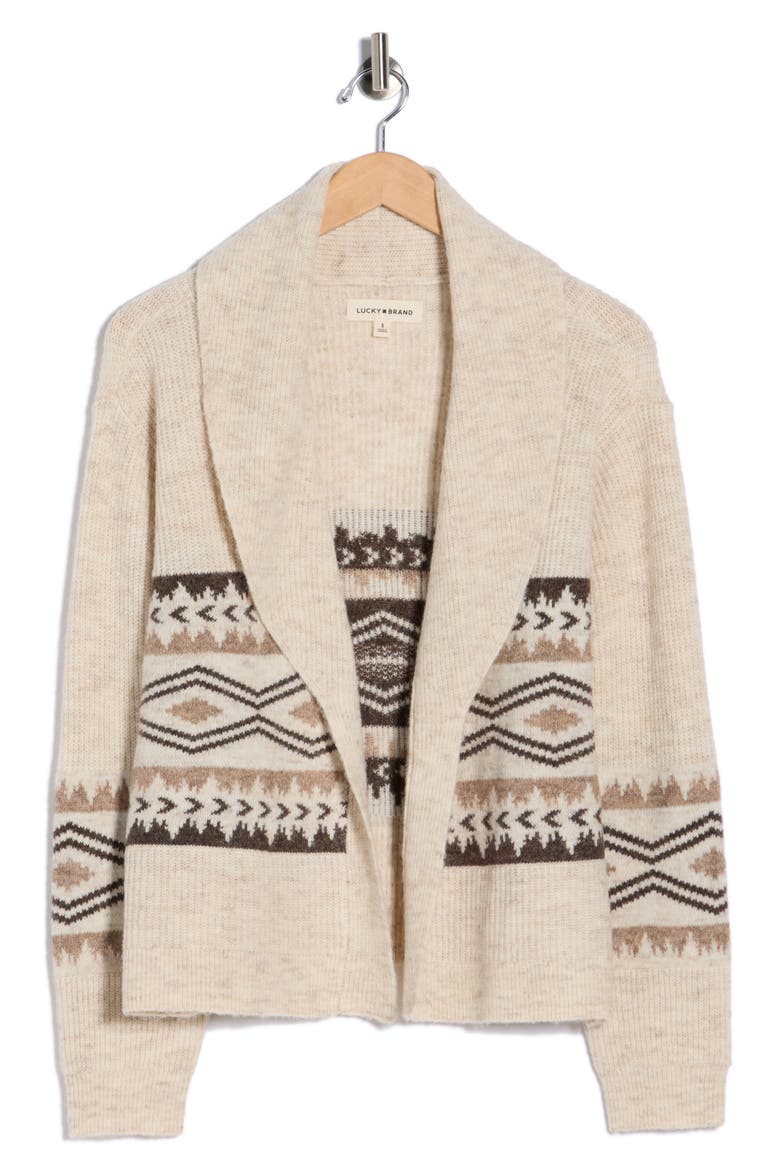 Shawl Collar Open Front Cardigan, Alternate, color, NEUTRAL COMBO