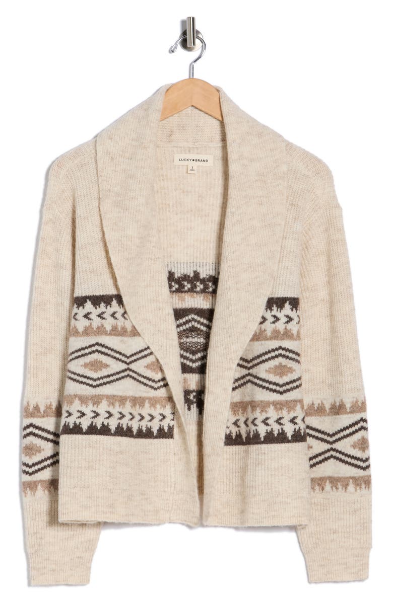 Lucky Brand Shawl Collar Open Front Cardigan, Alternate, color, Neutral Combo