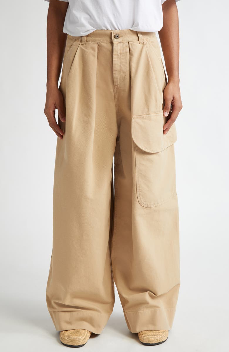 JW Anderson Relaxed Twill Cargo Trousers, Main, color, 