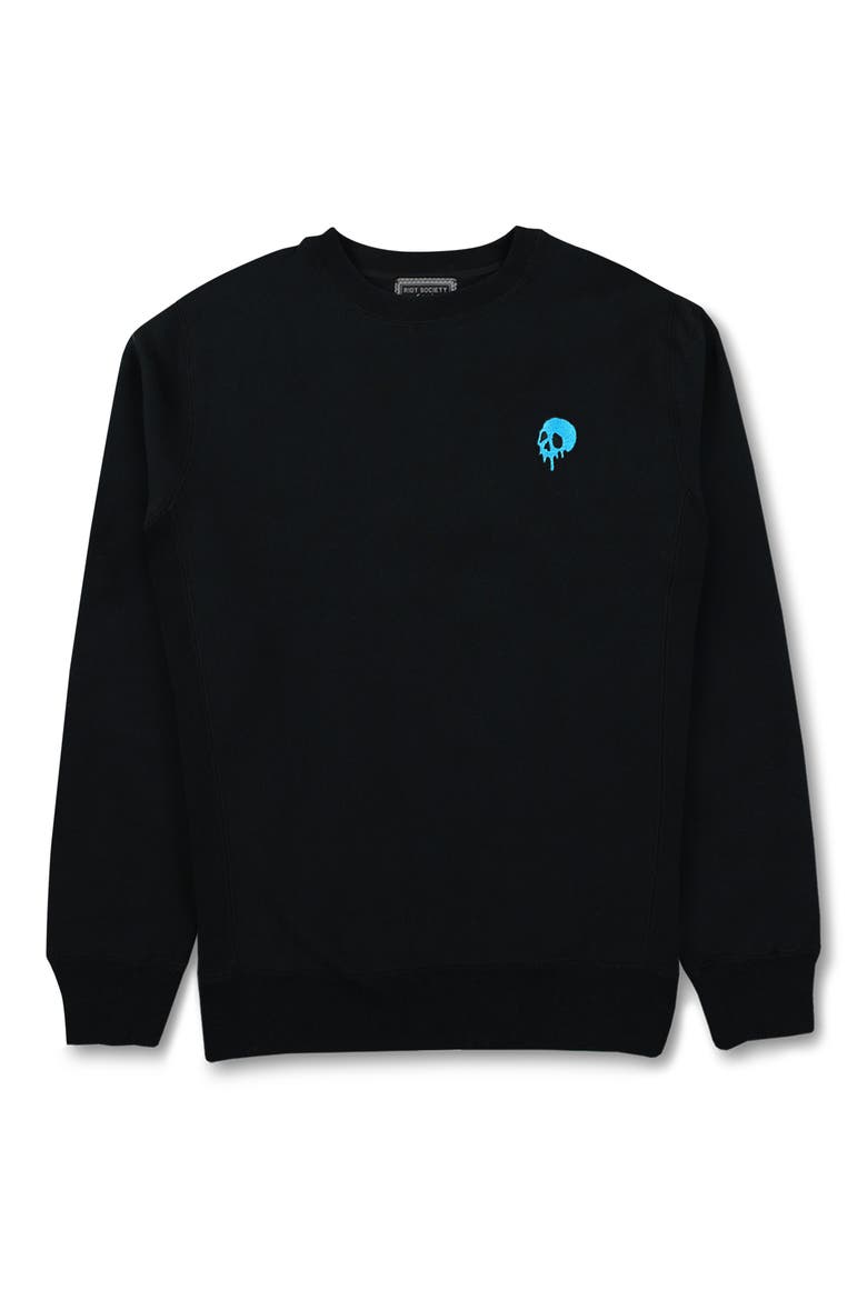 Melting Skull Embroidered Sweatshirt, Main, color, BLACK