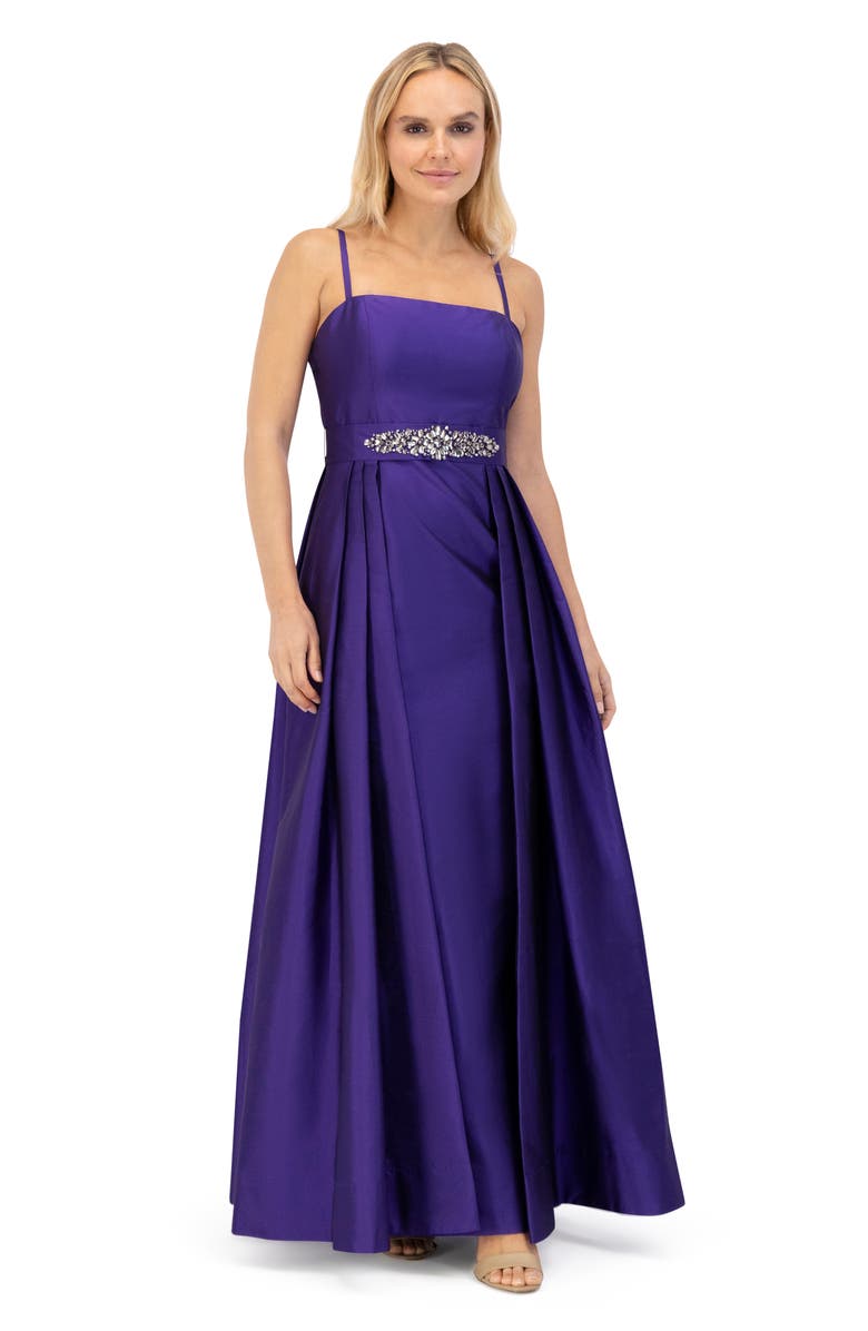 Eliza J Belted Taffeta Ballgown, Alternate, color,