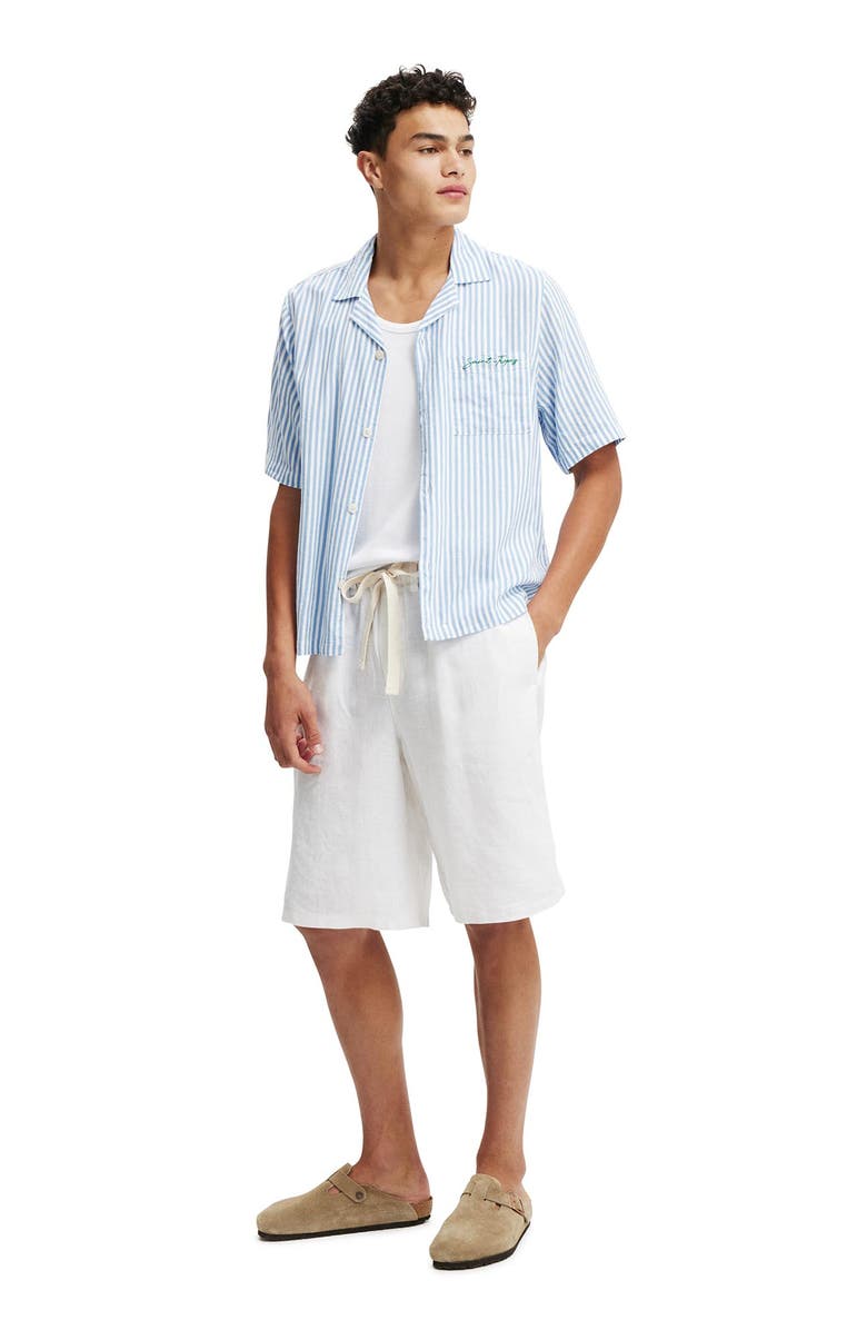 Cotton On Men's Baggy Linen Short, Alternate, color, White