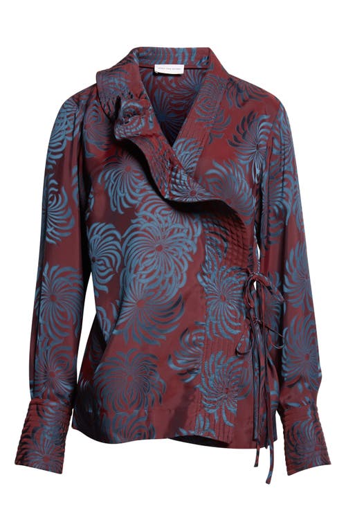 Dries Van Noten Womens Burgundy Calberton Floral-print Crepe Shirt In Multi