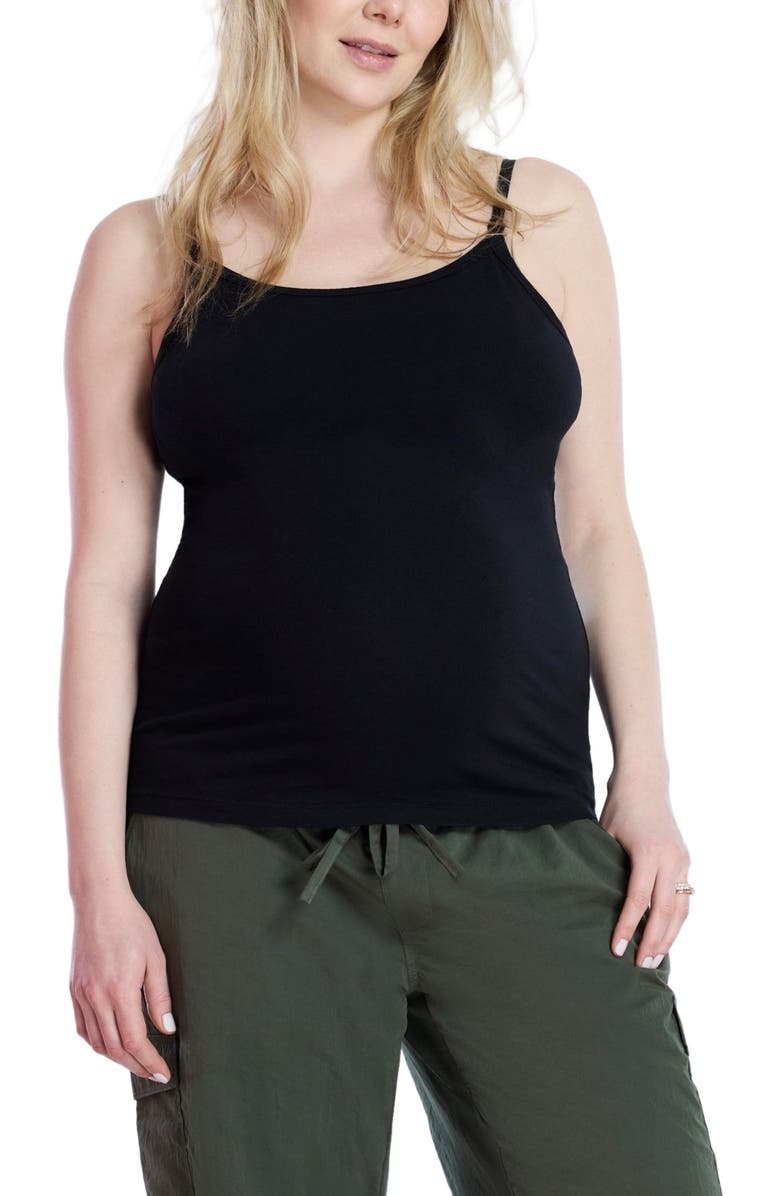 MOTHERHOOD MATERNITY Clip Down Nursing Tank Top Cami, Alternate, color, Black