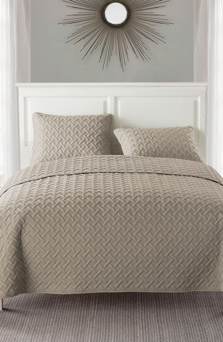 VCNY HOME Nina Embossed Basketweave Quilt Set, Main, color, Taupe