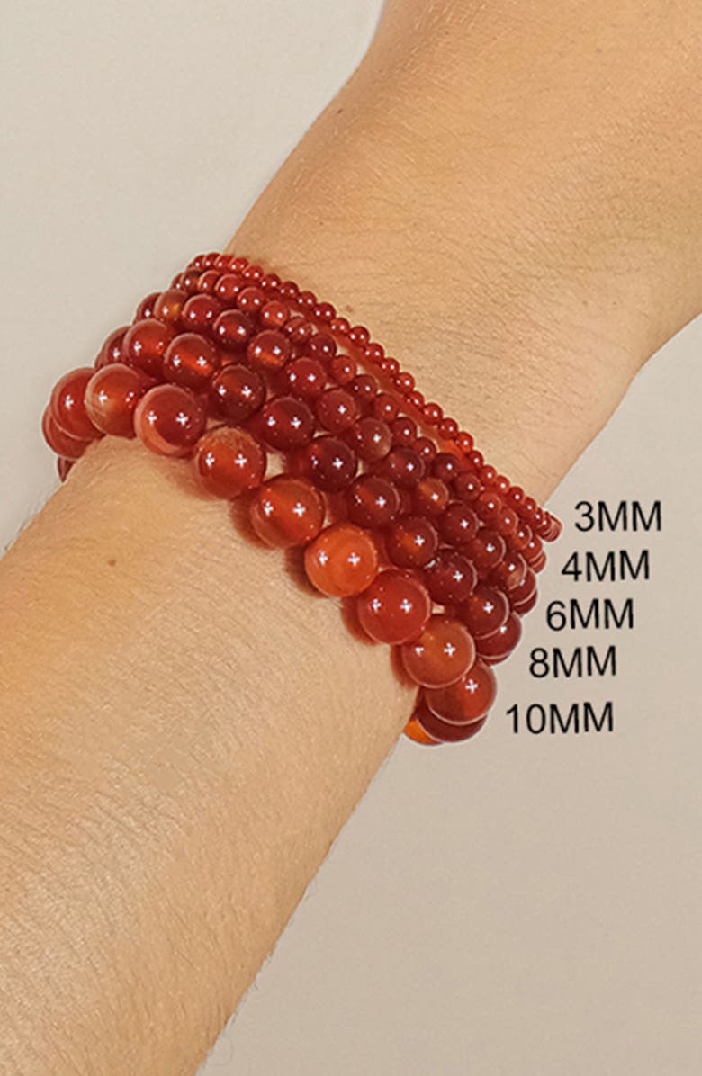 Sterling Forever Red Agate Beaded Stretch Bracelet, Alternate, color, Red Agate