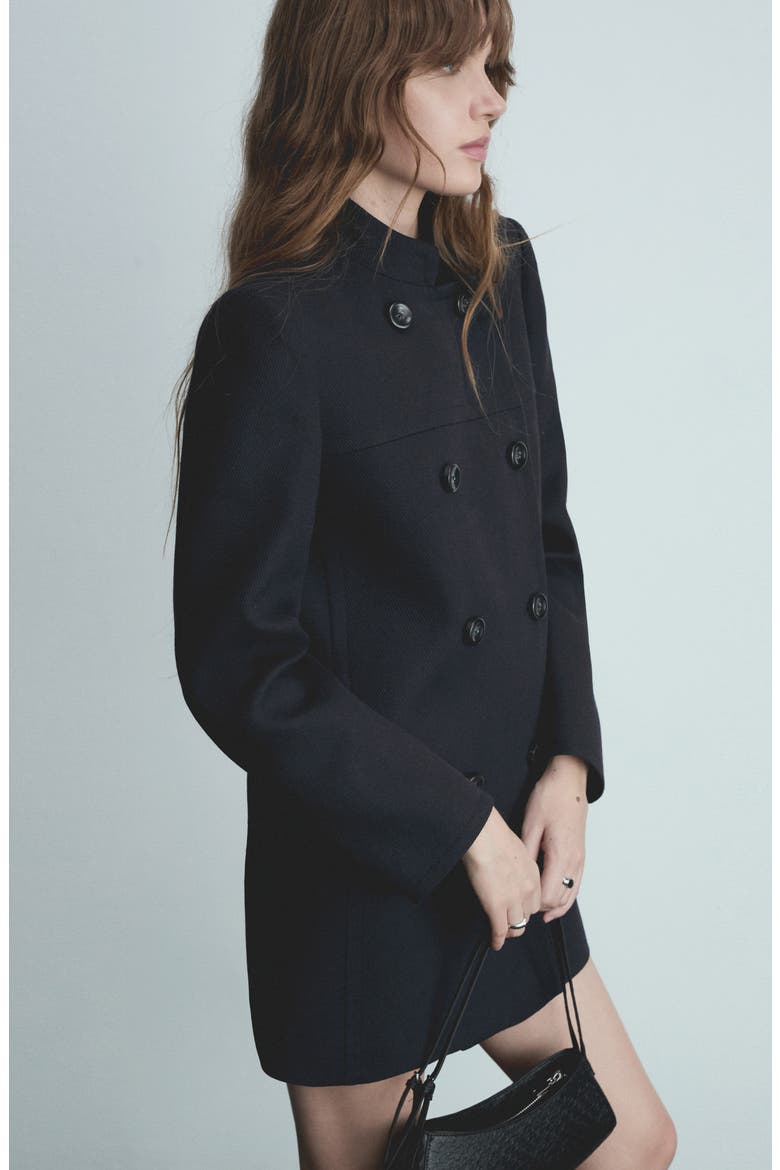 Cotton Blend Peacoat, Alternate, color, DARK NAVY