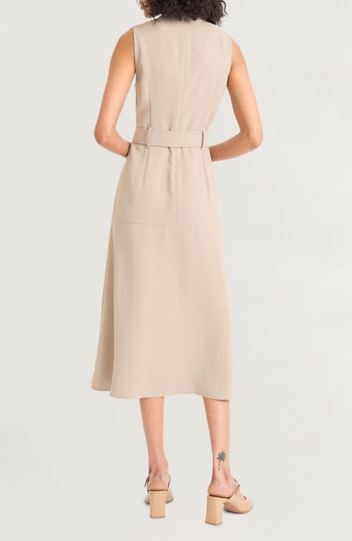 Luxely Sleeveless Belted Midi Dress In Neutral