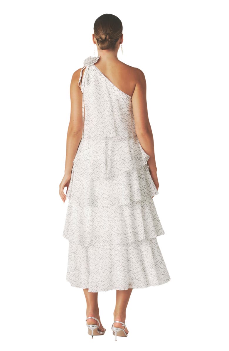 Six Stories Amora Corsage Detail Tiered Midaxi Dress, Alternate, color, White
