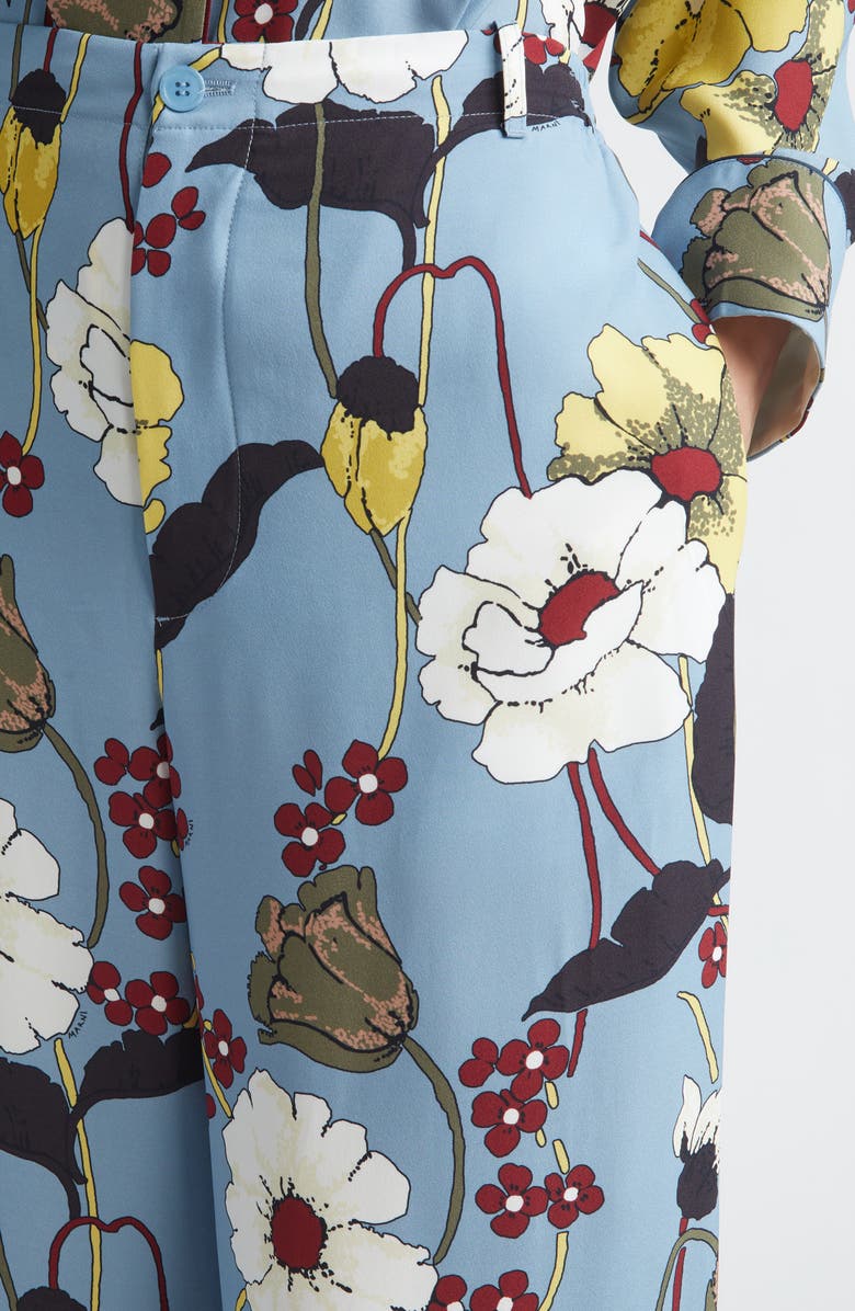 Marni Melodia Floral Satin Pajama Pants, Alternate, color, Mfb31sky