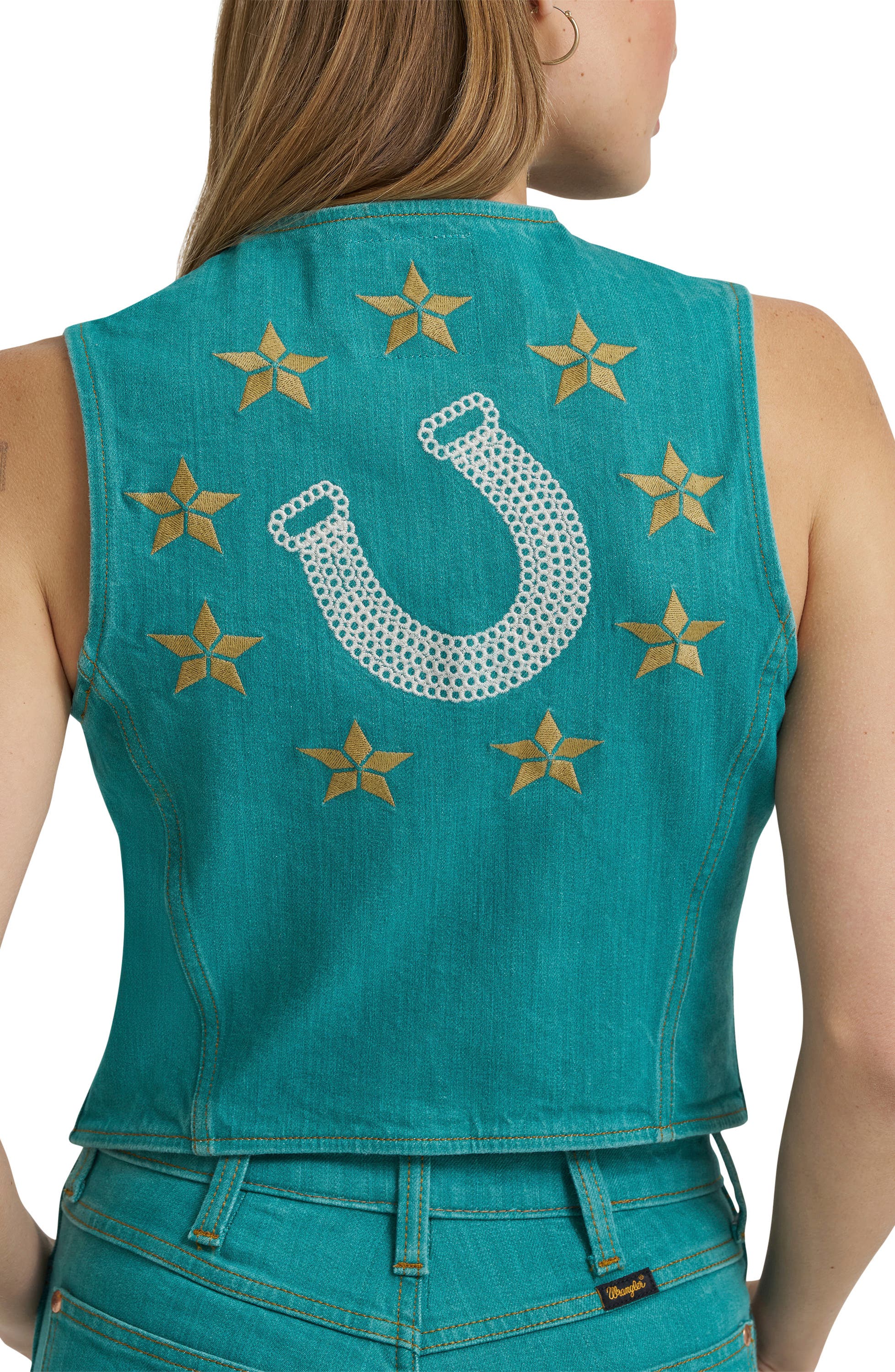 x Lainey Wilson Embroidered Denim Vest (Women) | Nordstrom