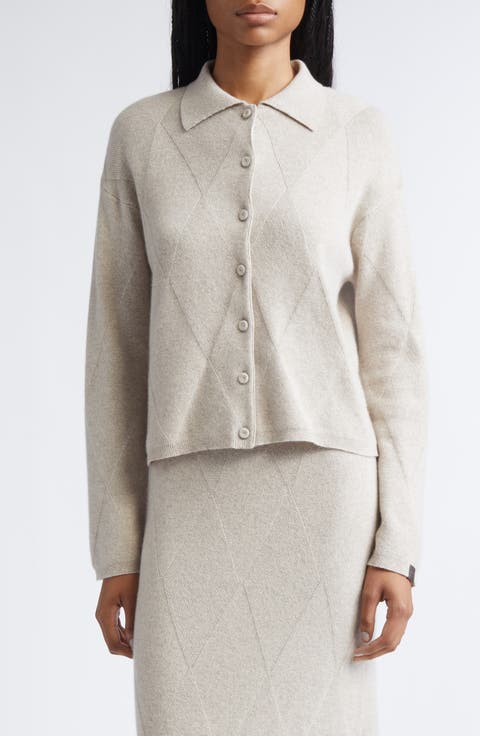 Diamond Stitch Cashmere Cardigan