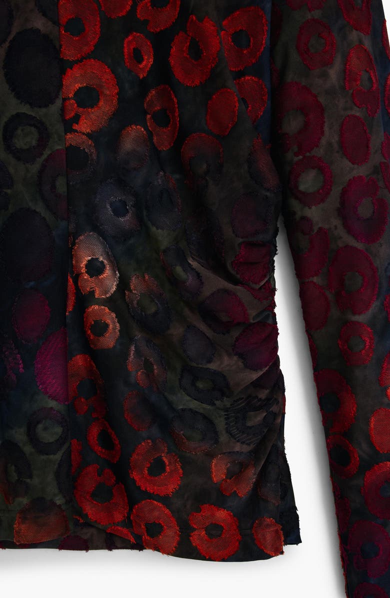 Desigual Long Sleeve Mesh T-Shirt, Alternate, color, Red