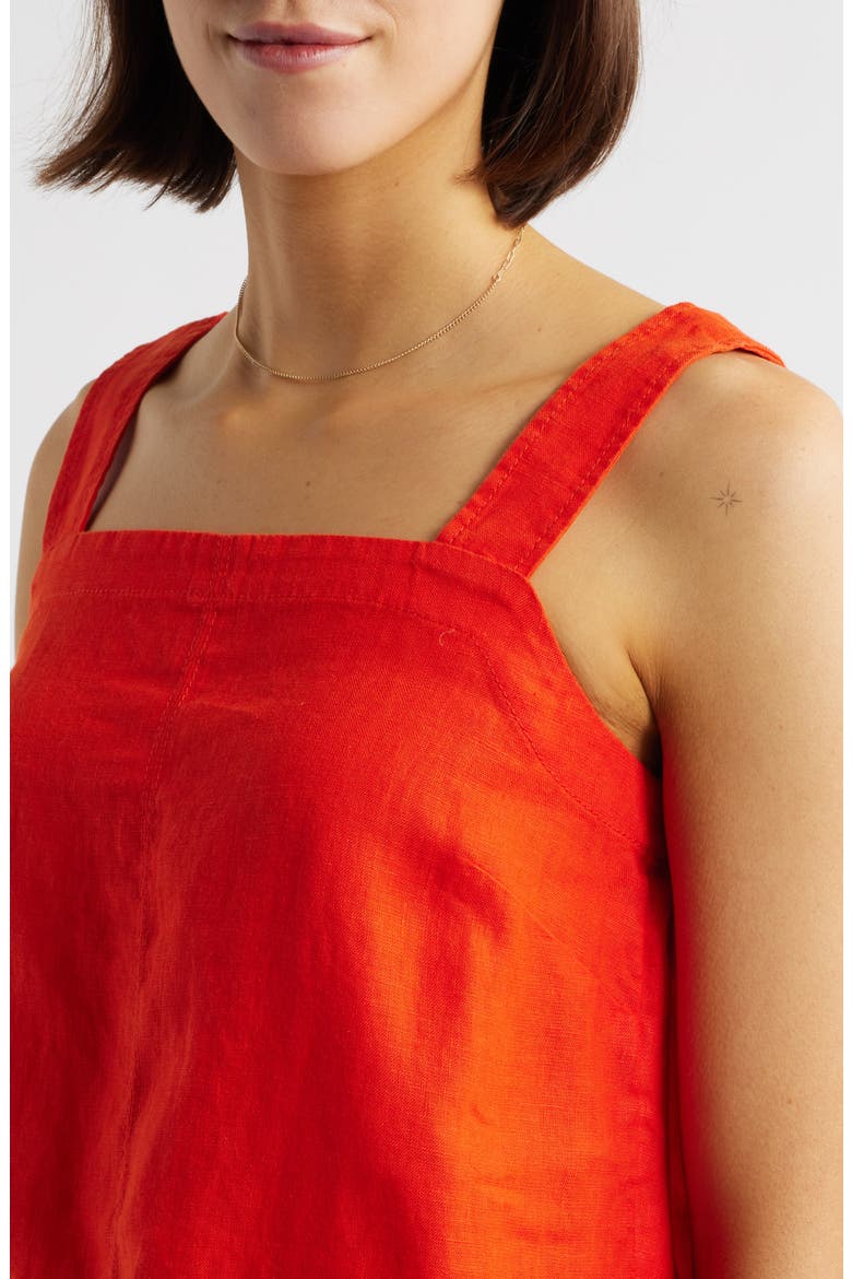 Contrast Stitch Square Neck Linen Tank, Alternate, color, BRIGHT FLAME