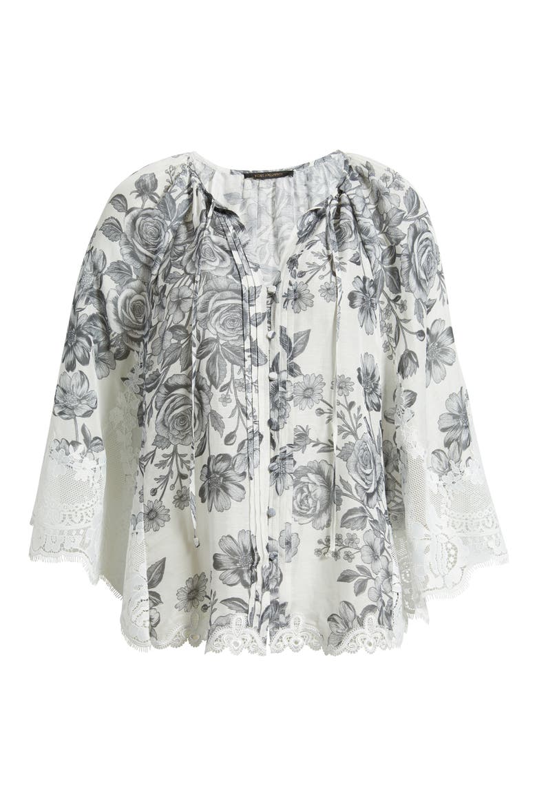Paloma Floral Lace Trim Top, Alternate, color, IVORY MULTI