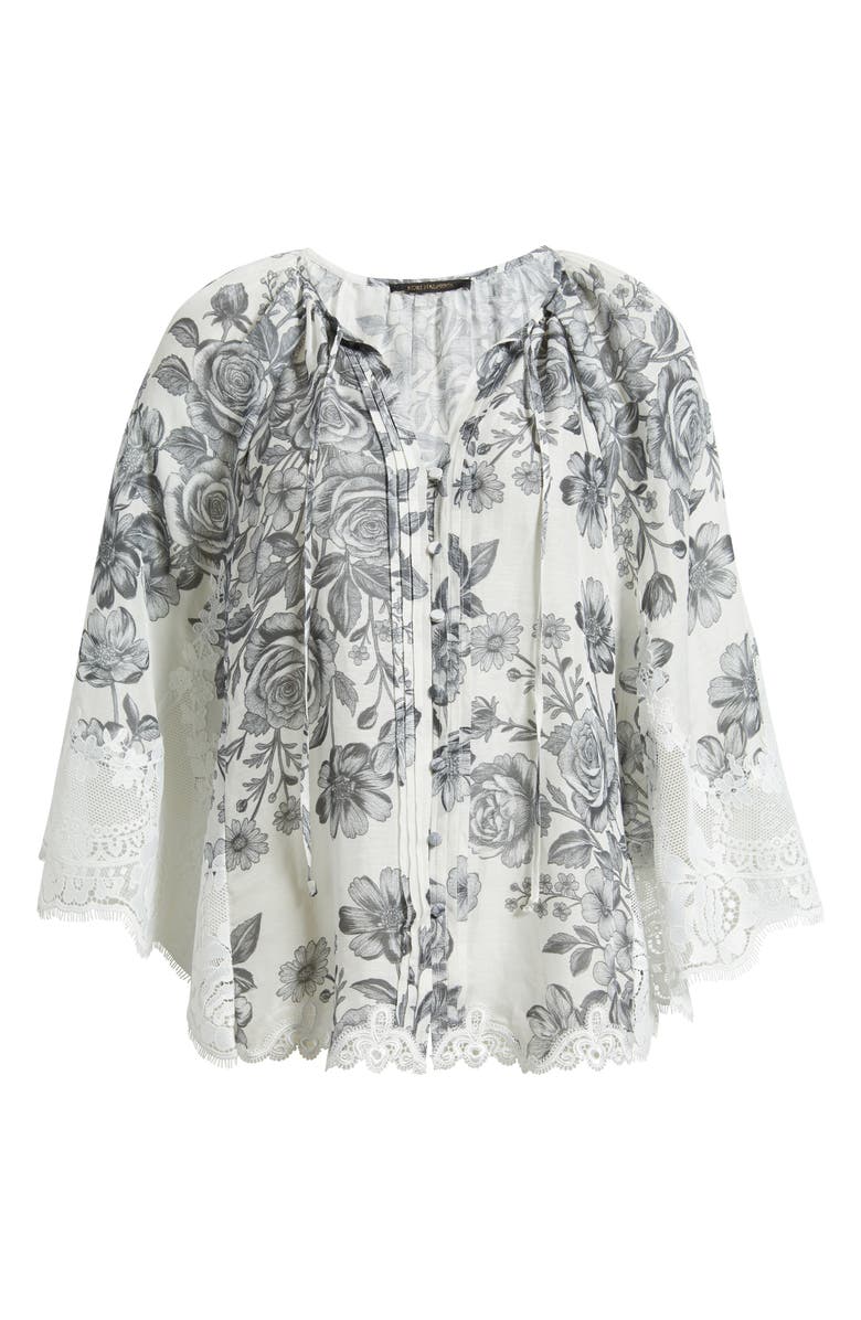 KOBI HALPERIN Paloma Floral Lace Trim Top, Alternate, color, Ivory Multi