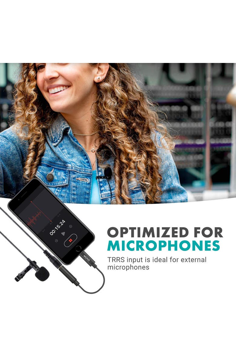 MOVO IMA-1 Microphone Adapter Cable - 3.5mm TRRS to Lightning Connector - Compatible with iOS Devices, Alternate, color, Black