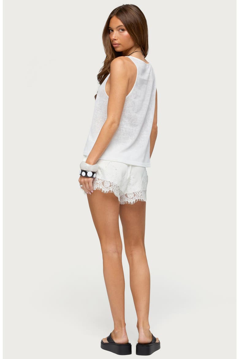 Reisa Lace & Satin Shorts, Alternate, color, CREAM