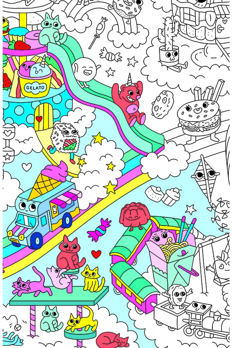 Giant coloring poster Kawaii, Alternate, color, MULTI