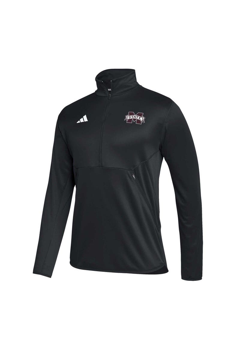 Men's adidas Black Mississippi State Bulldogs 2023 Sideline AEROREADY Half-Zip Top, Alternate, color, Black