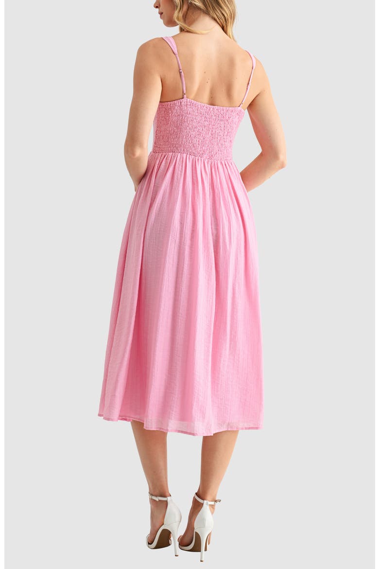 Set-In Waist Midi Dress, Alternate, color, PINK