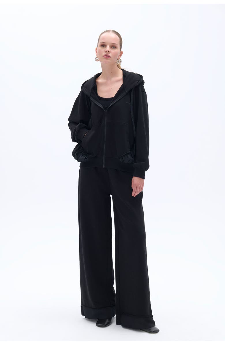 Nocturne Zipper-Front Oversized Hooded Sweatshirt, Alternate, color, 