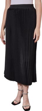Ming Wang Pleated Metallic Shimmer Midi Skirt