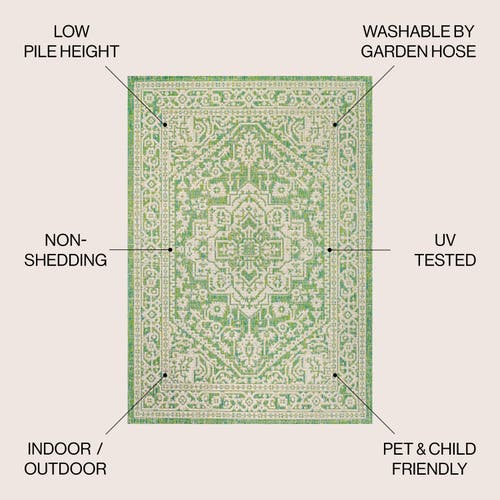 Jonathan Y Sinjuri Medallion Textured Weave Indoor/outdoor Area Rug In Cream/green
