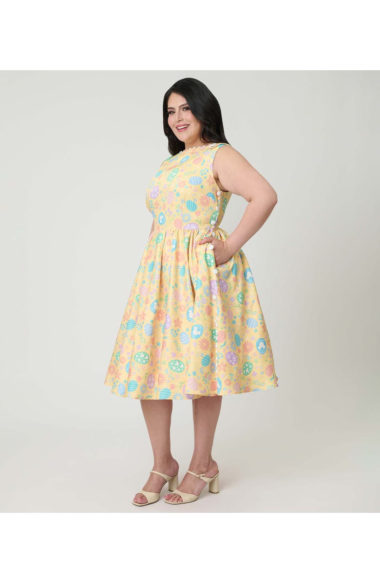 Unique Vintage Plus Size Livvie Swing Dress, Alternate, color, Yellow Egg Print