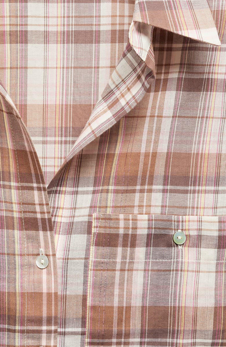 MANGO Metallic Plaid Two-Pocket Button-Up Shirt, Alternate, color,
