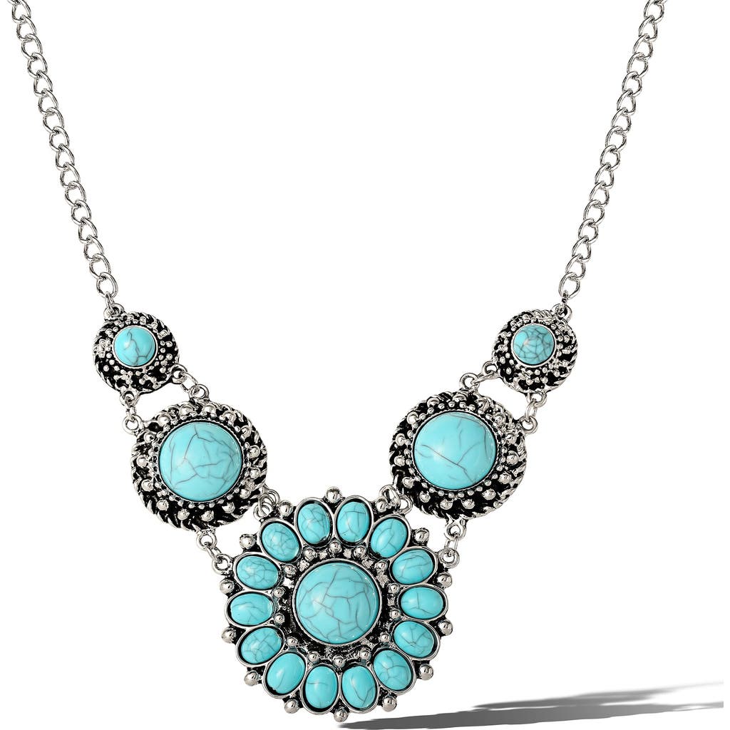 Jessica Simpson Turquoise Statement Necklace In Metallic