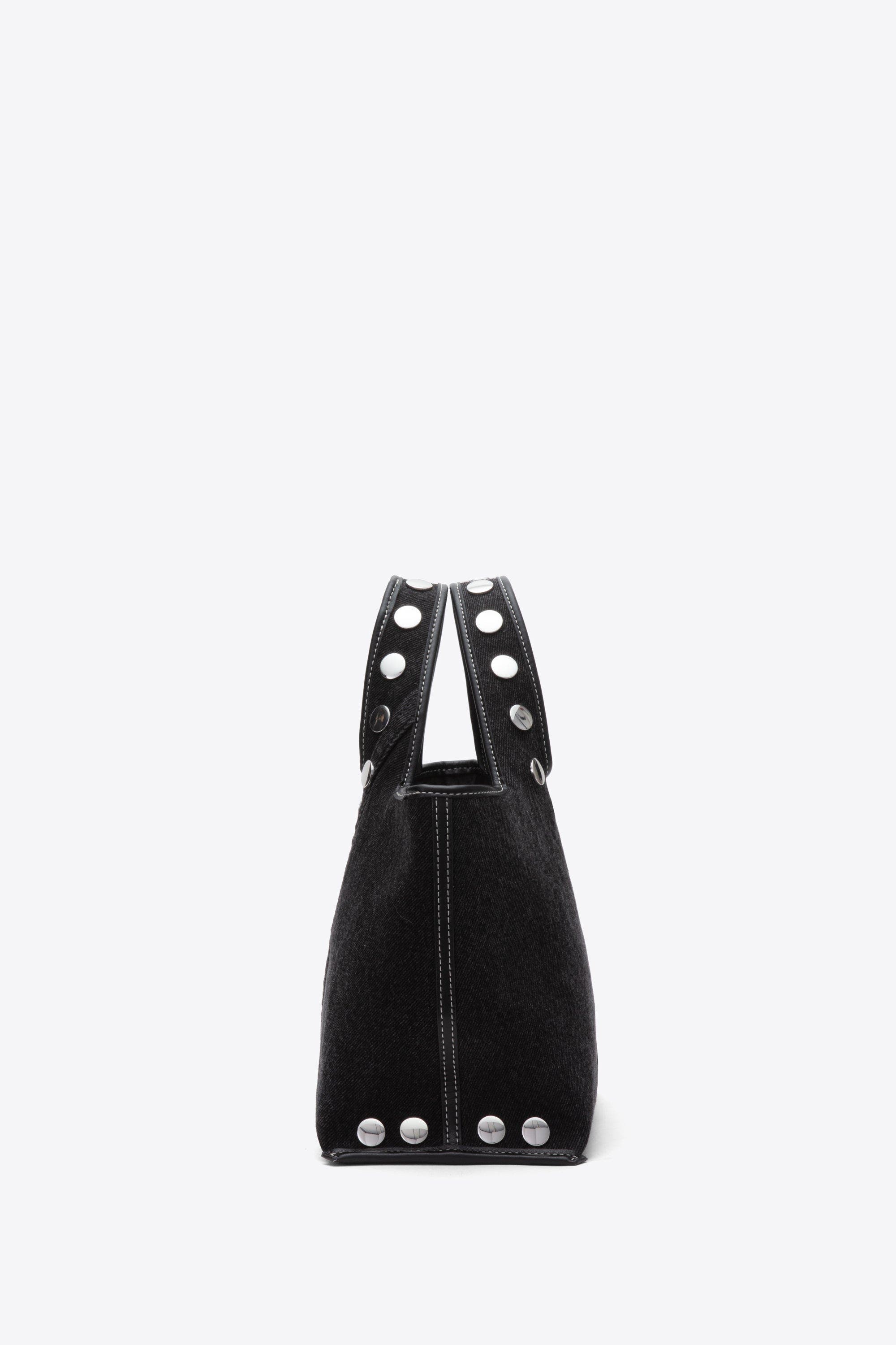 3.1 Phillip Lim Denim Mini Market Tote Bag with Studs, Alternate, color, Washed Black Denim