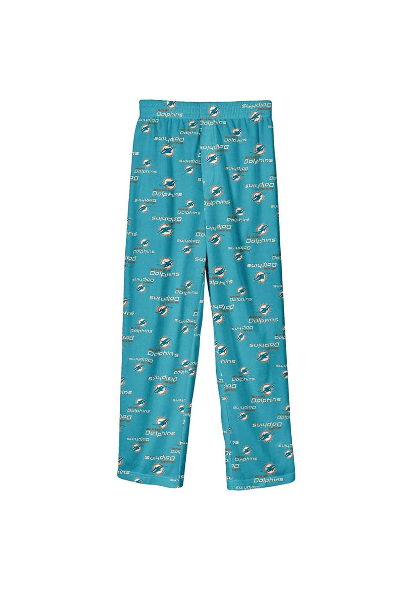 Youth Aqua Miami Dolphins Team-Colored Printed Pajama Pants, Main, color, Aqua