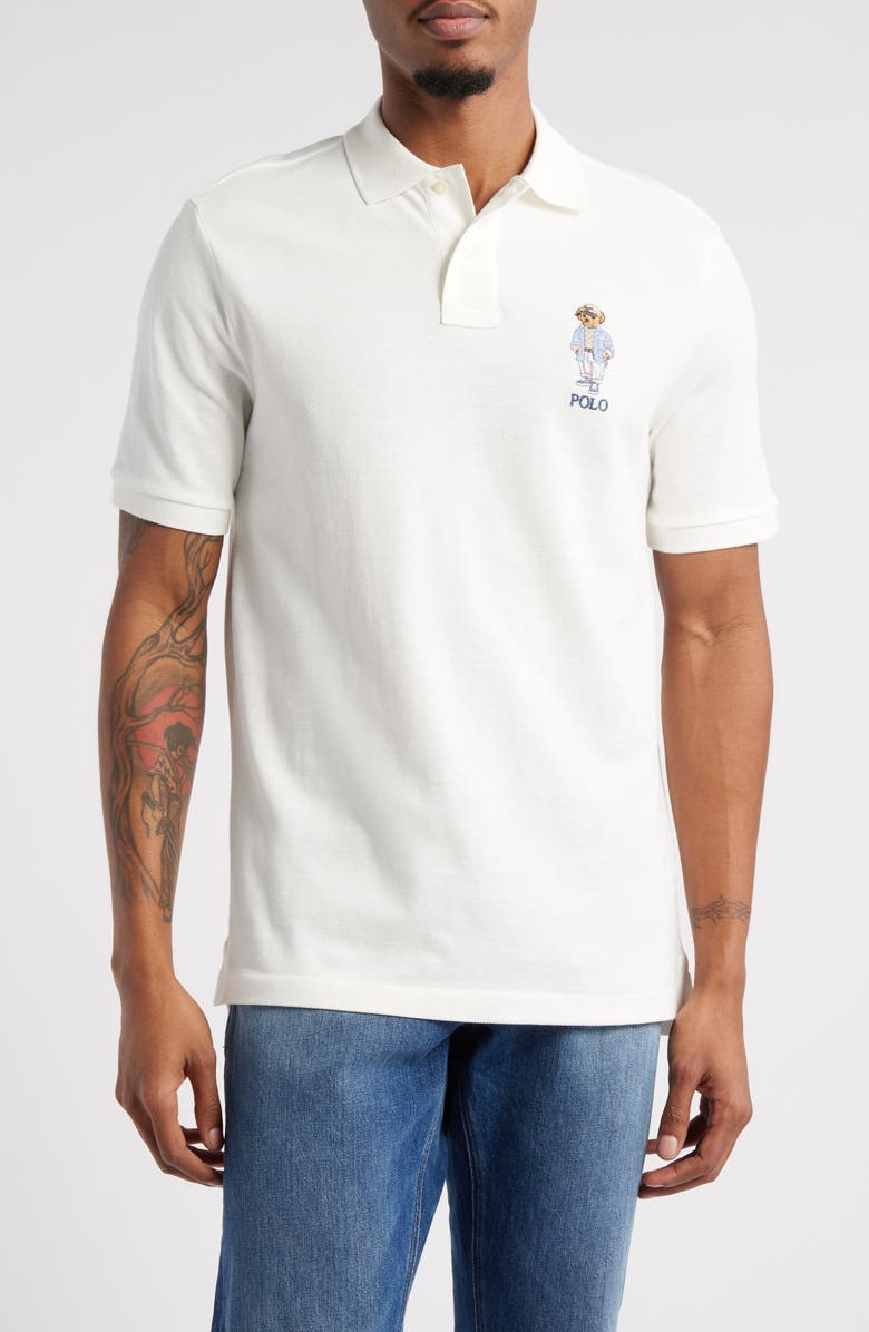Polo Ralph Lauren Classic Fit Bear Embroidered Cotton Piqué Polo, Main, color, 