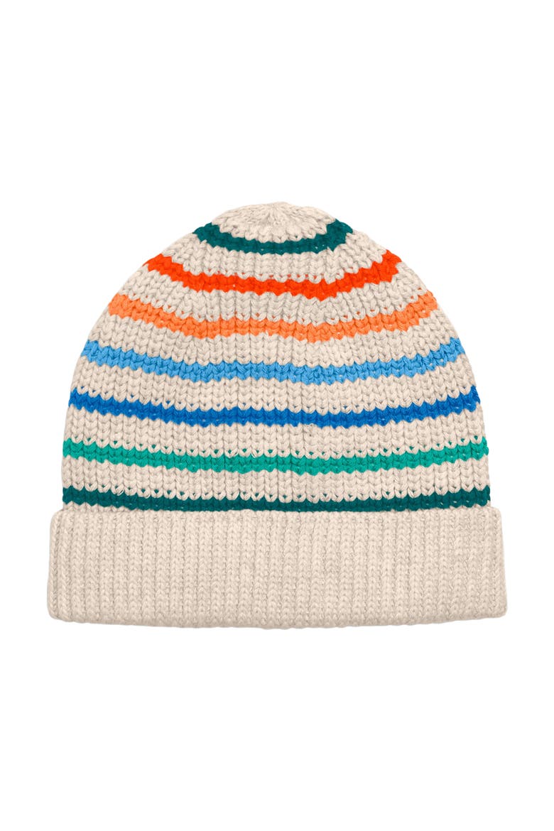 Baby Rainbow Stripe Beanie, Main, color, Heather Sand Multi Stripe